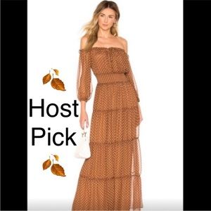 Revolve House of Harlow 1960 polka dot off the shoulder Sapphire dress XS